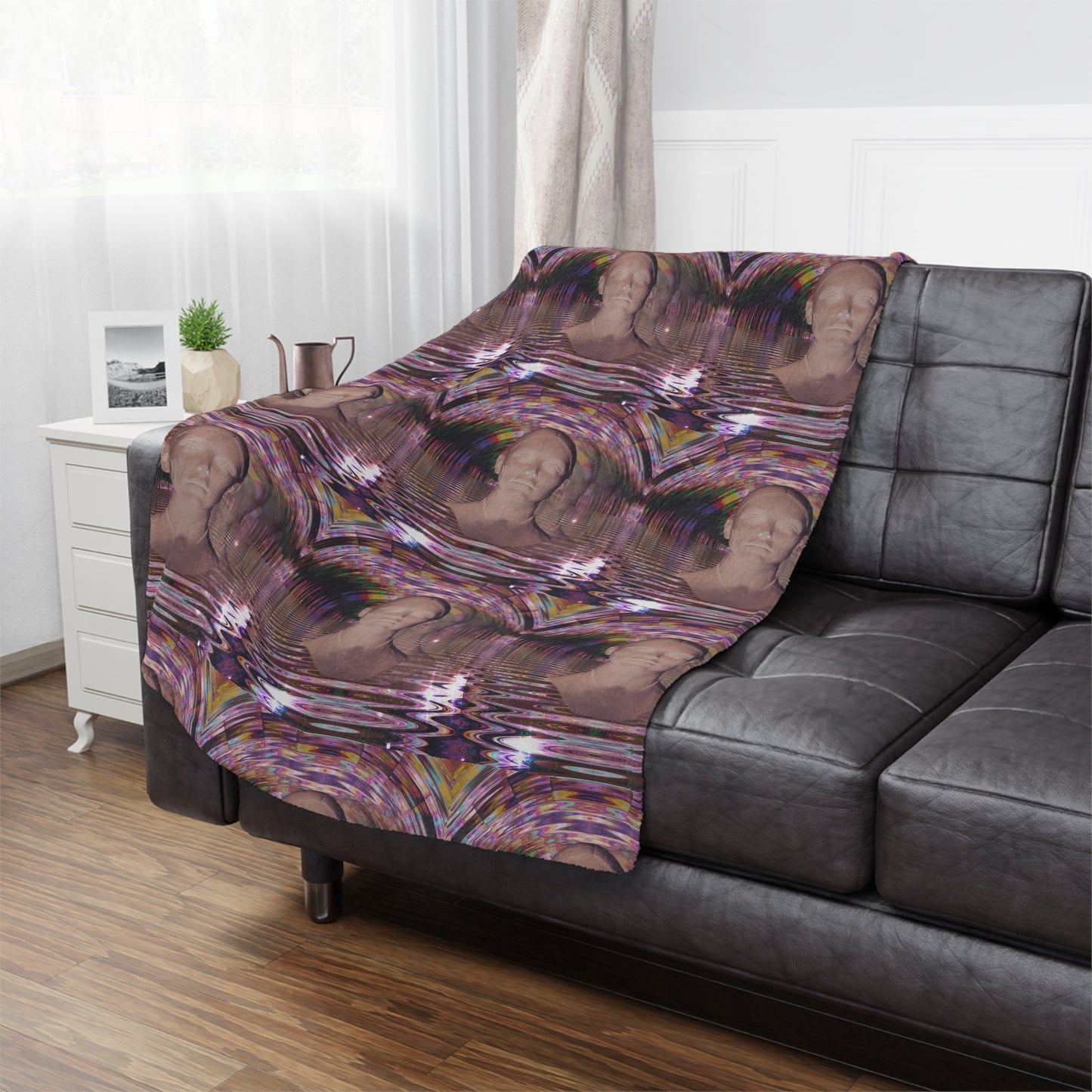 Minky Blanket - Vaporwave AI Crowd Faces Programming Playground Exclusive Design