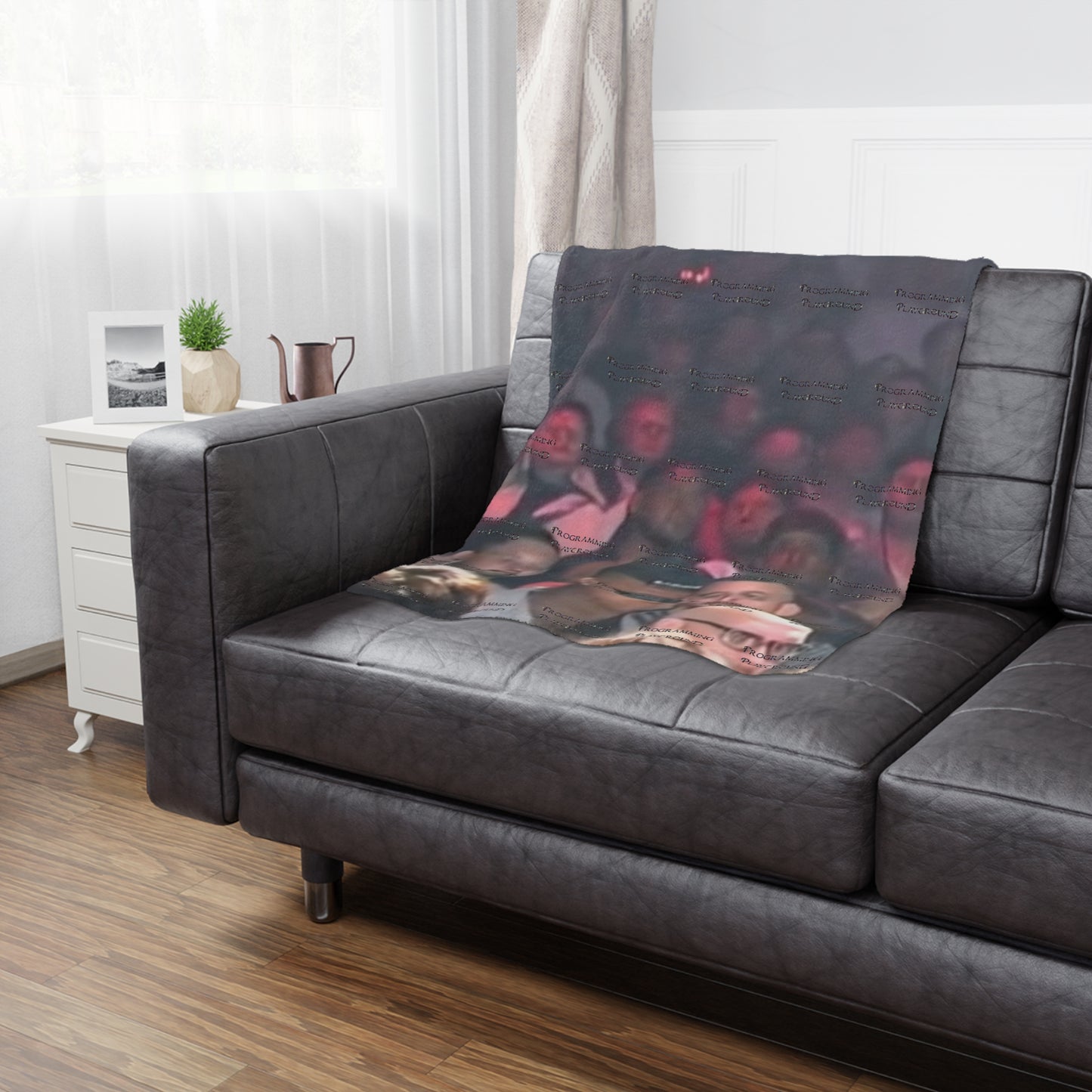 Minky Blanket - Vaporwave AI Crowd Faces Programming Playground Exclusive Design