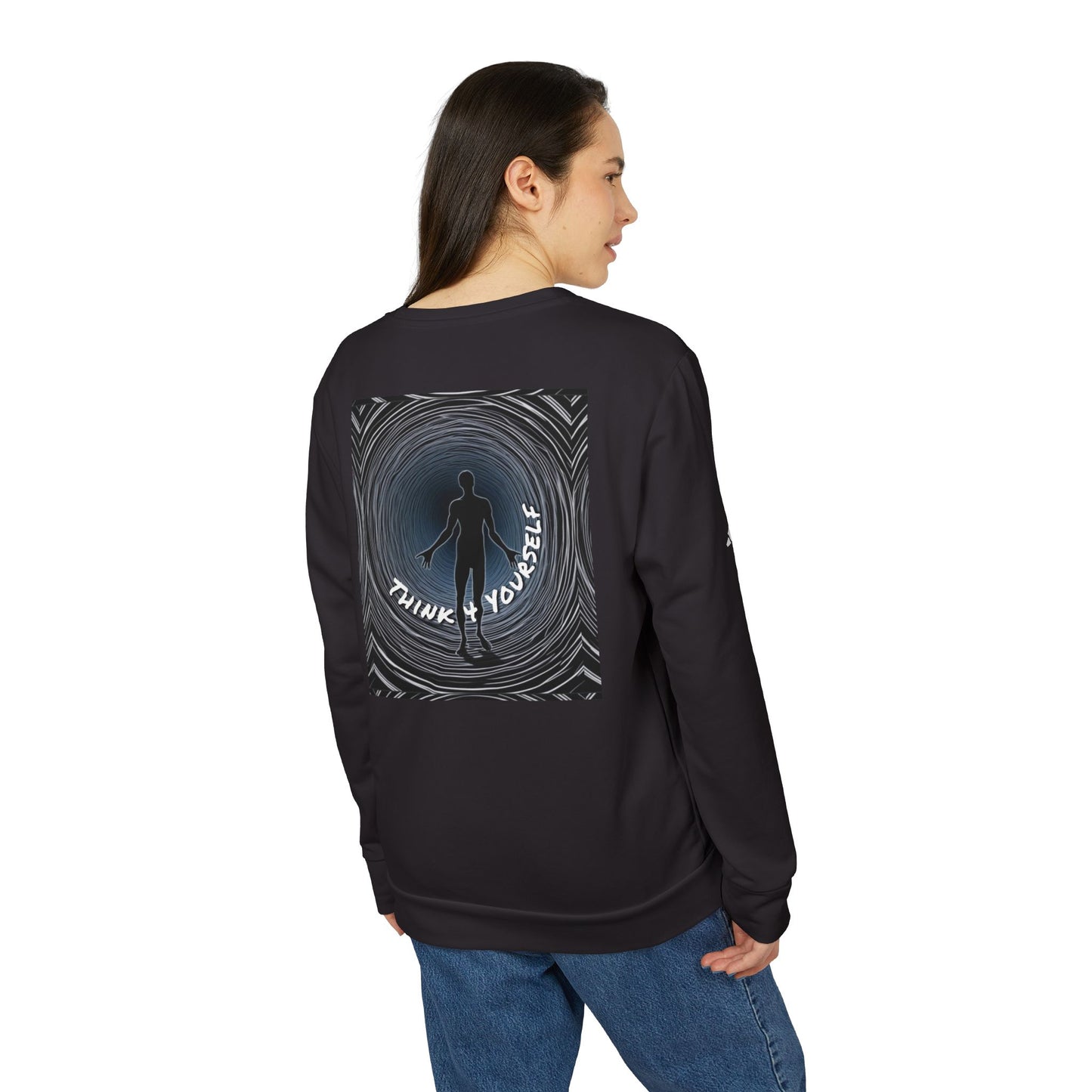 Fleece Crewneck Sweatshirt - Motivational Creepy Think 4 Yourself