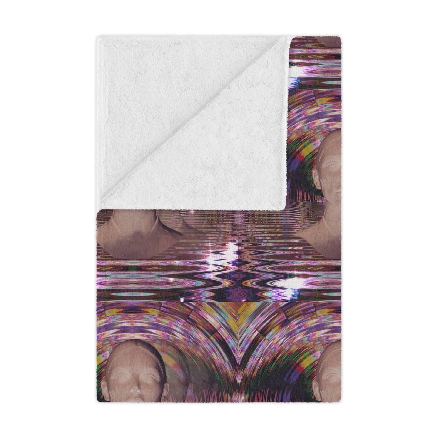 Minky Blanket - Vaporwave AI Crowd Faces Programming Playground Exclusive Design