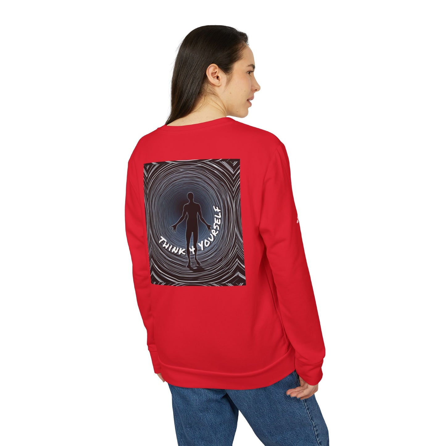 Fleece Crewneck Sweatshirt - Motivational Creepy Think 4 Yourself