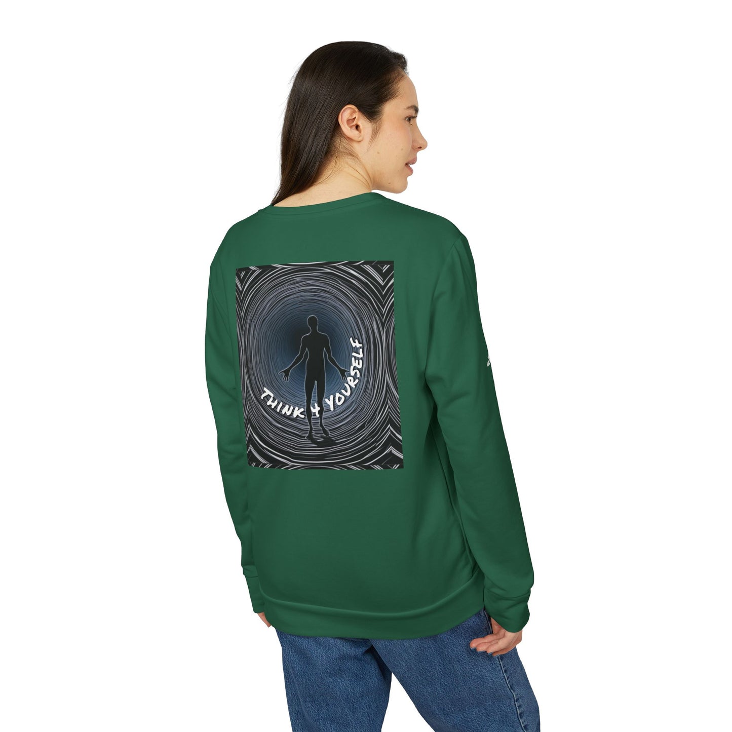 Fleece Crewneck Sweatshirt - Motivational Creepy Think 4 Yourself