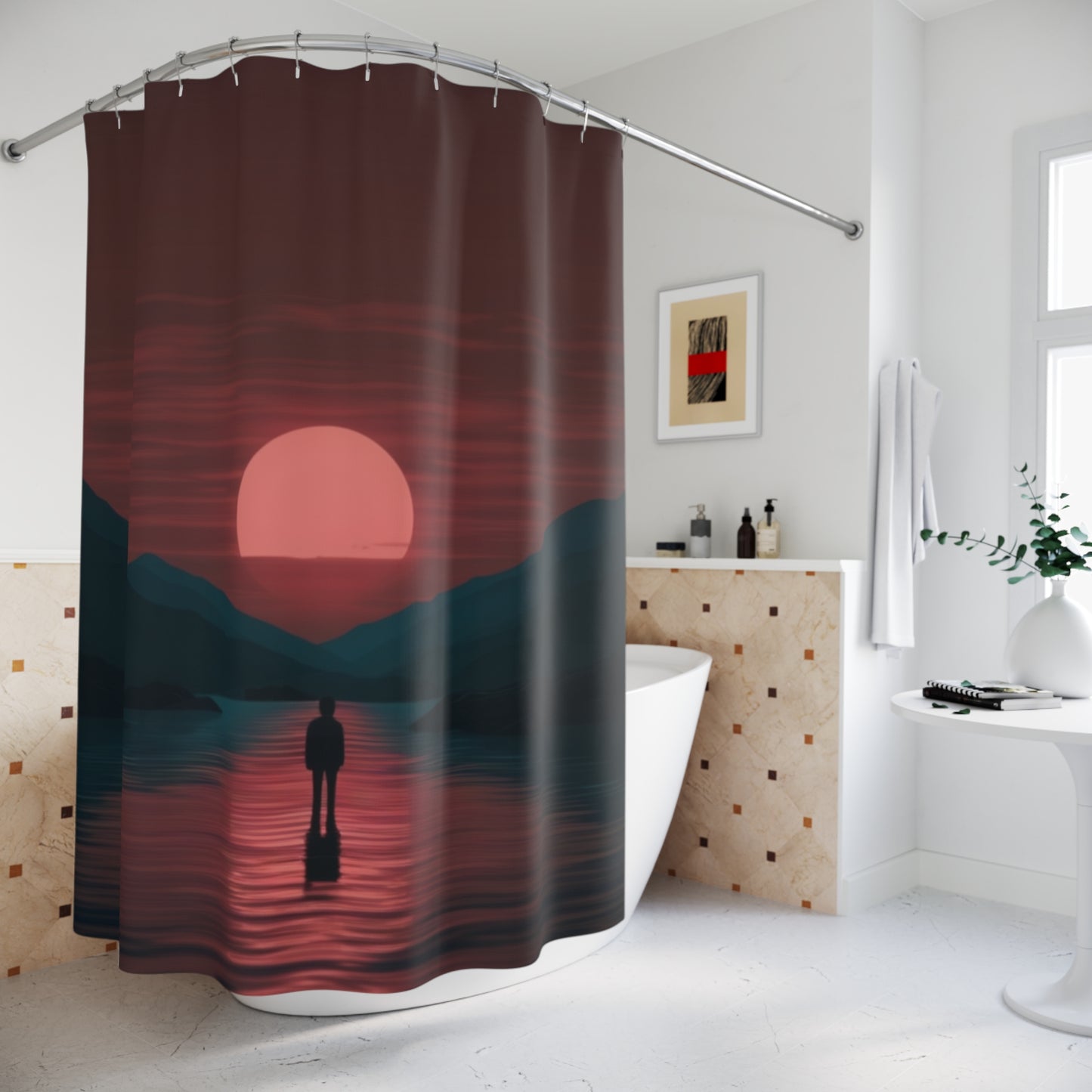 Serene Sunset Shower Curtain - "Tranquil Bathroom Decor"