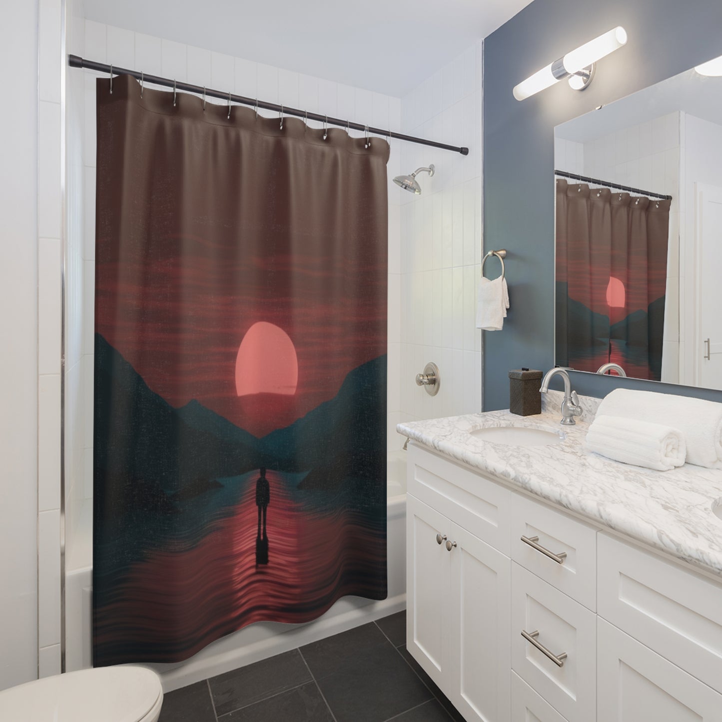 Serene Sunset Shower Curtain - "Tranquil Bathroom Decor"